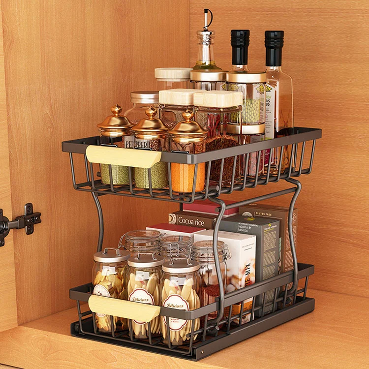 Heavy-Duty Metal Pull-Out na Rack ng Imbakan ng Kusina Heavy-Duty Metal Pull-Out na Rack ng Imbakan ng Kusina